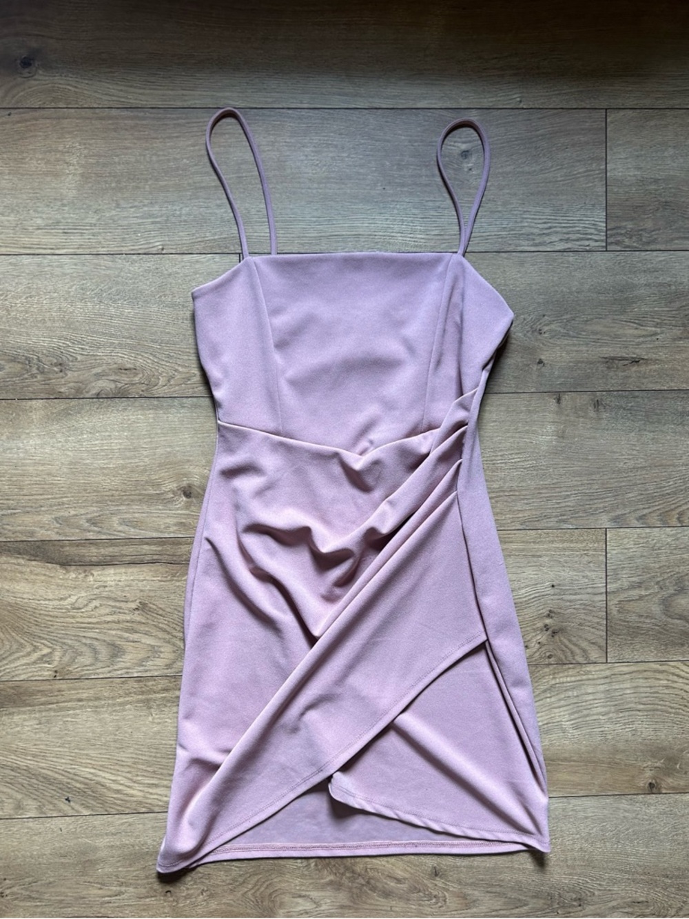 Windsor Dusty Rose Spaghetti Strap Wrap Mini Dress